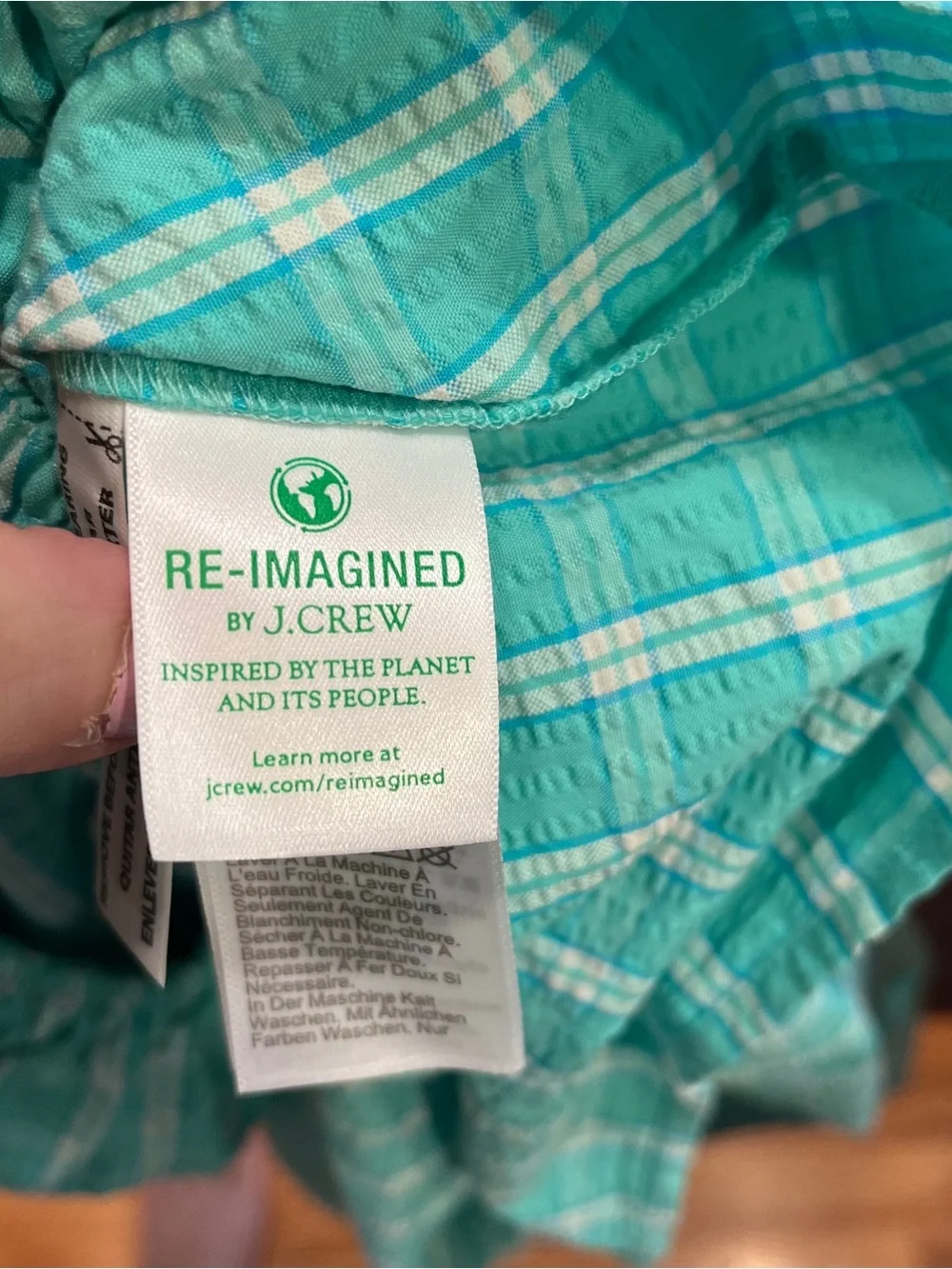 NWT J.Crew Seersucker Ruffle Neck Dress Radiant Aqua Size 6